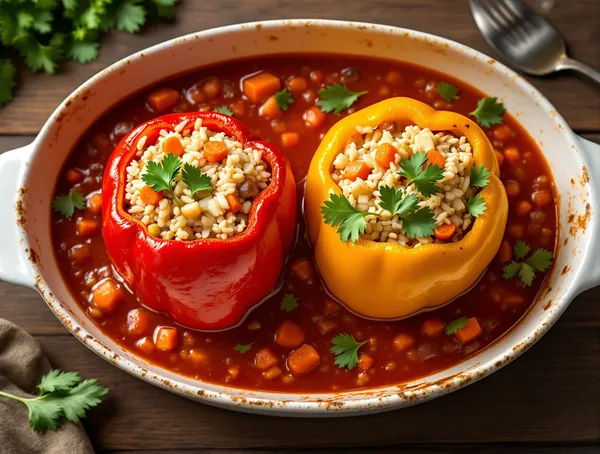 Ardei umpluți cu orez și legume