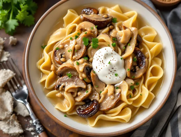 Beef Stroganoff cu Smântână și Muștar