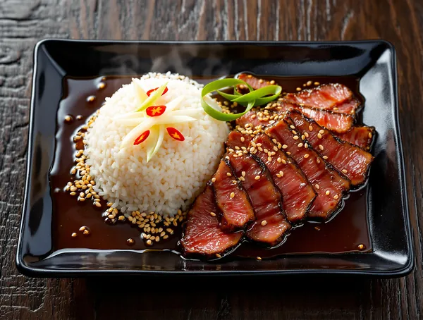 Beef teriyaki cu orez aburit japonez