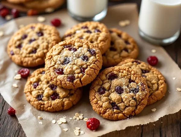 Biscuiți vegan cu ovăz și merișoare