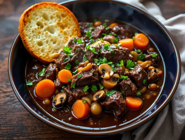 Boeuf Bourguignon cu Vită și Morcovi