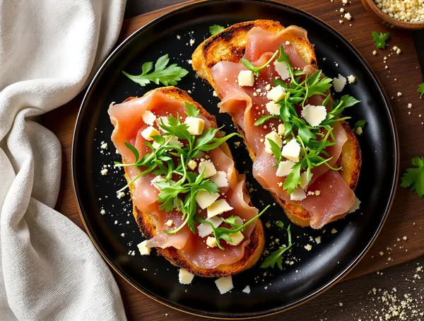 Bruschete cu prosciutto și rucola