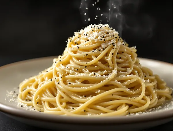 Cacio e pepe cu spaghetti și pecorino