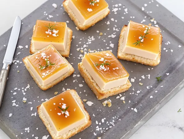 Canapele cu foie gras și jeleu de Sauternes