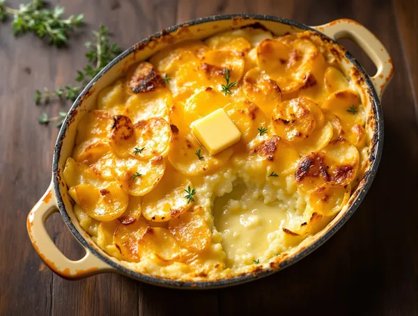 Cartofi gratin cu smântână și cașcaval