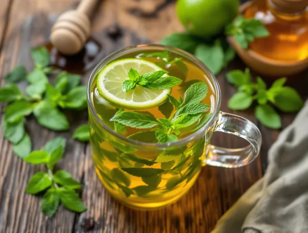 Ceai de mentă cu lămâie verde și miere