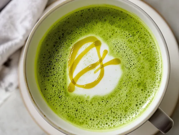 Ceai verde matcha cu lapte de migdale