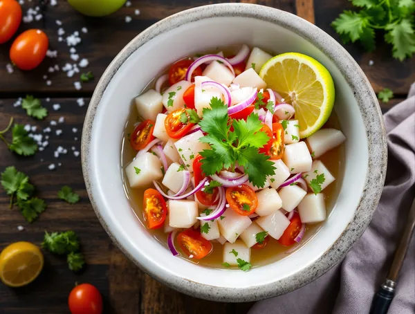 Ceviche de pește cu lămâie verde și ardei iute