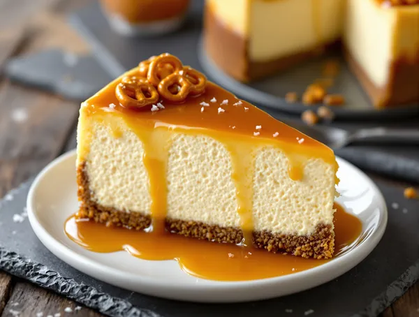 Cheesecake cu caramel sărat și pretzels