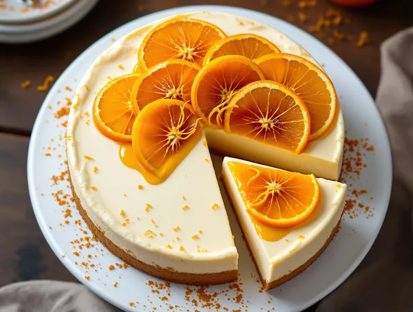Cheesecake cu portocale și ghimbir caramelizat