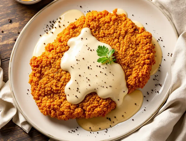 Chicken Fried Steak cu Gravy Alb