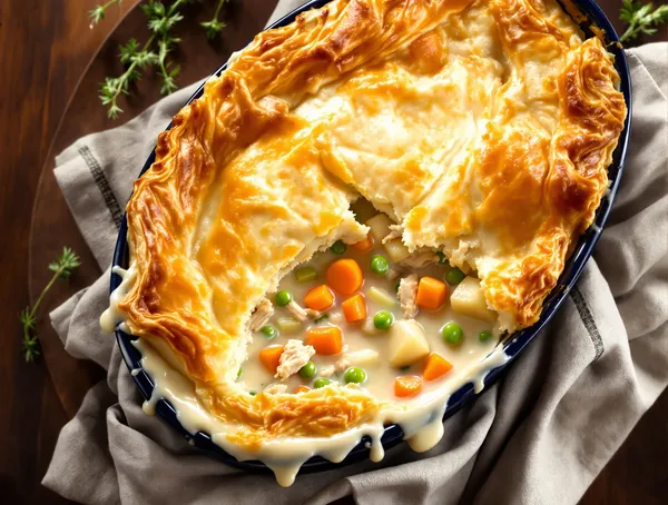 Chicken Pot Pie cu Legume și Foietaj