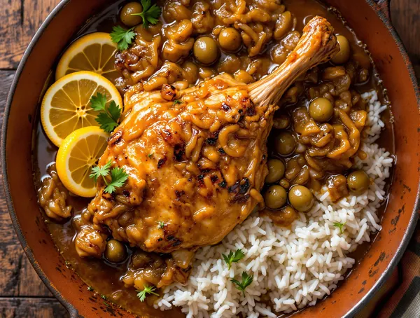Chicken yassa senegalez cu lămâie și muștar