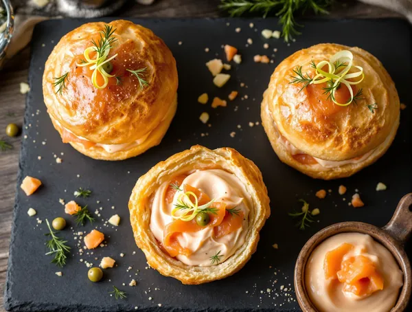 Choux-uri sărate umplute cu cremă de somon