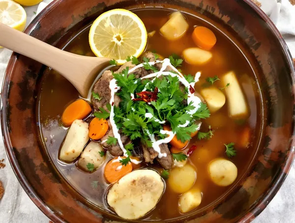 Ciorbă de carne de vânat cu rădăcini de pădure