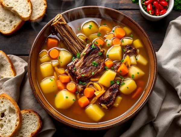 Ciorbă de cartofi cu carne de porc afumată