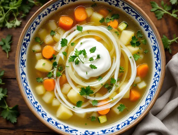 Ciorbă de legume cu tarhon și smântână