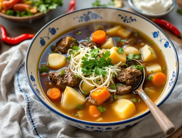 Ciorbă de rădăcinoase cu carne de vită