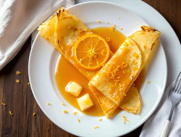 Clătite Suzette cu sos de portocale și Grand Marnier