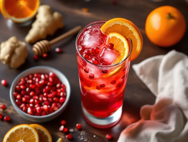 Cocktail de rodie și portocală cu ghimbir