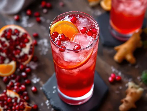 Cocktail de rodie și portocală cu ghimbir