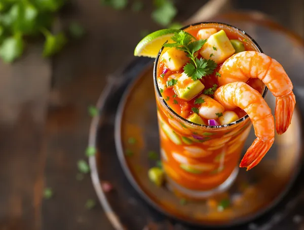 Coctel de camarones cu creveți și avocado