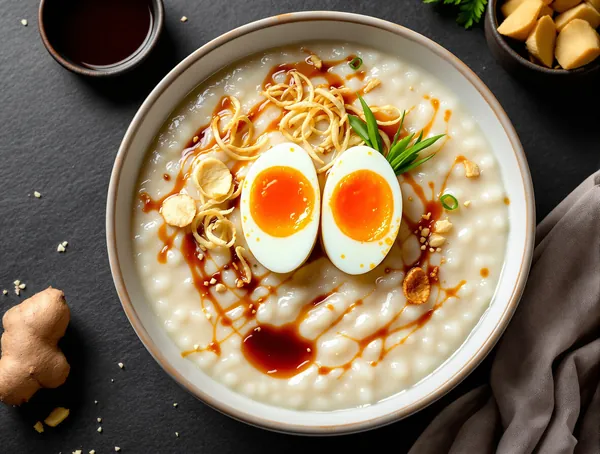 Congee cu ghimbir și ou fiert