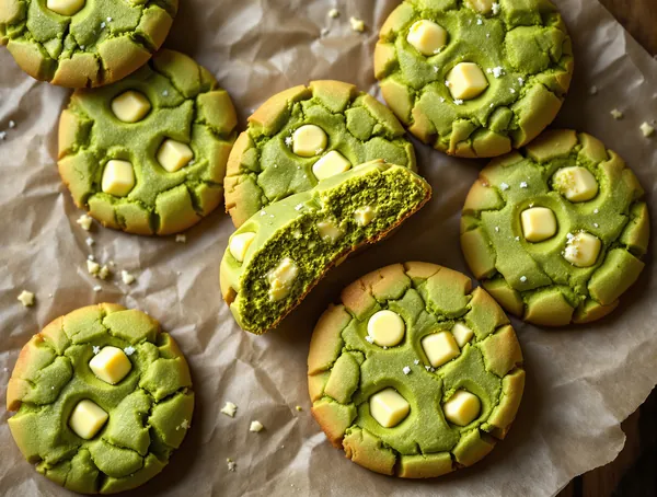 Cookies cu matcha și ciocolată albă