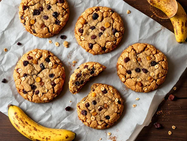 Cookies vegane cu banane și ovăz