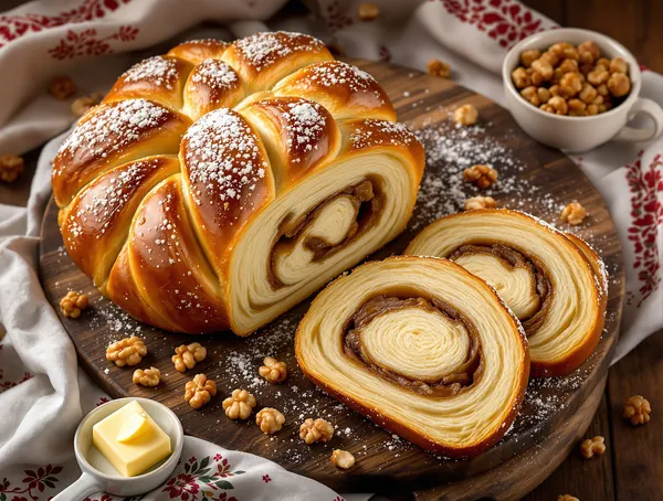 Cozonac moldovenesc cu nucă caramelizată