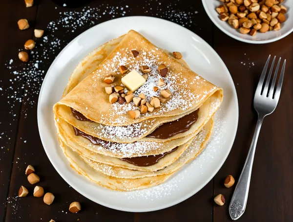 Crêpes cu Nutella și alune tocate