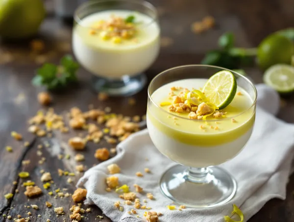 Cremă de cocos cu lime și biscuit crocant