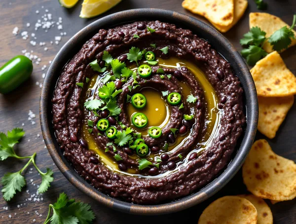 Dip de fasole neagră cu coriandru și jalapeño