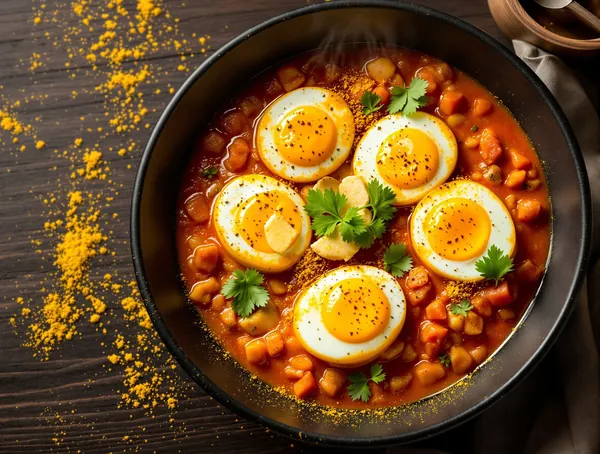 Egg curry cu roșii și turmeric