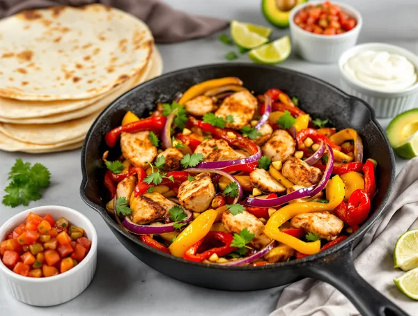 Fajitas de pui cu ardei colorați