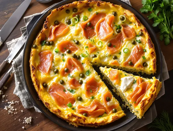 Frittata cu somon afumat și capere