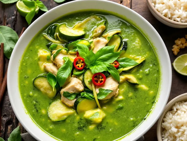 Gaeng Keow Wan cu Pui și Busuioc Thai