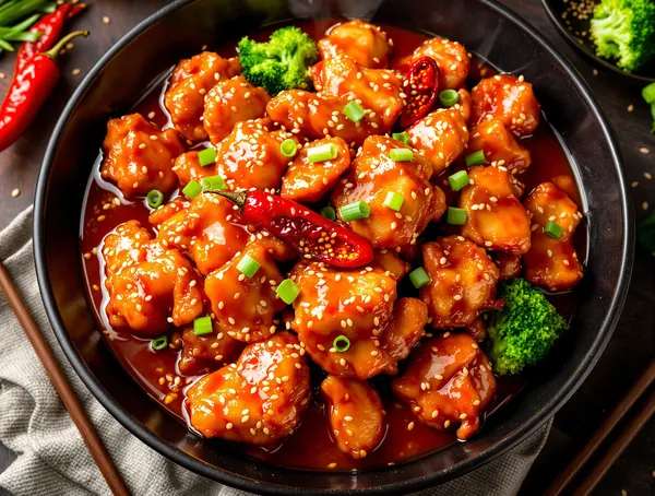 General Tso Chicken cu Sos Dulce-Acru