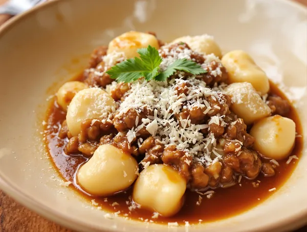 Gnocchi cu ragù de viers și parmezan