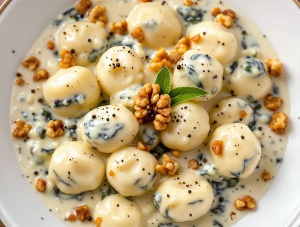 Gnocchi cu sos de gorgonzola și nuci