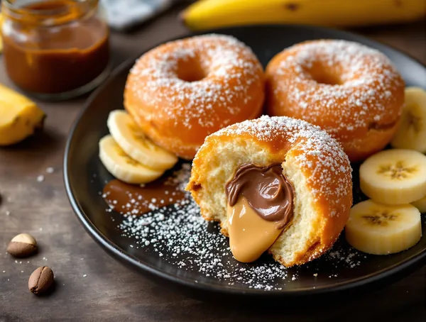 Gogoși cu cremă de alune și banane