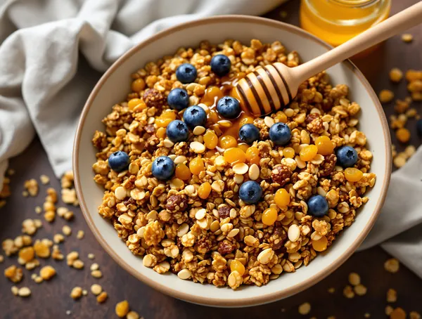 Granola cu fulgi de quinoa și stafide