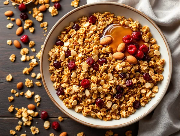 Granola cu migdale și merișoare