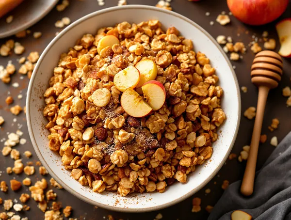 Granola cu scorțișoară și mere uscate