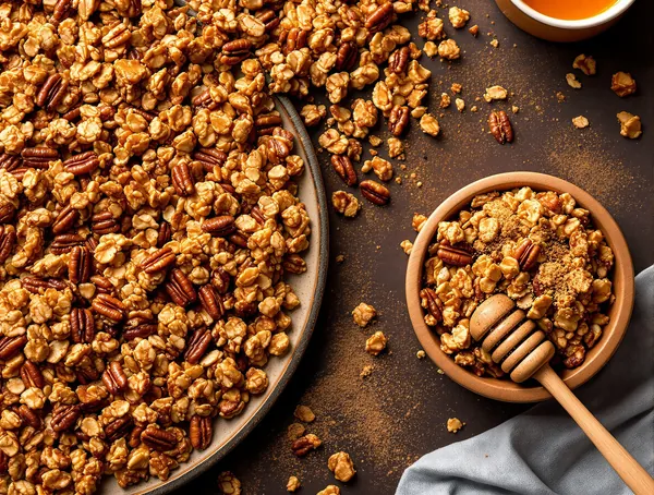 Granola de casă cu miere și nuci pecan
