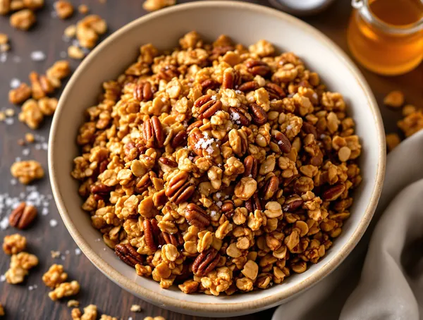 Granola de casă cu miere și nuci pecan