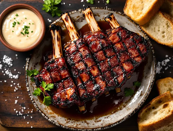 Grătar de coaste de porc cu mujdei