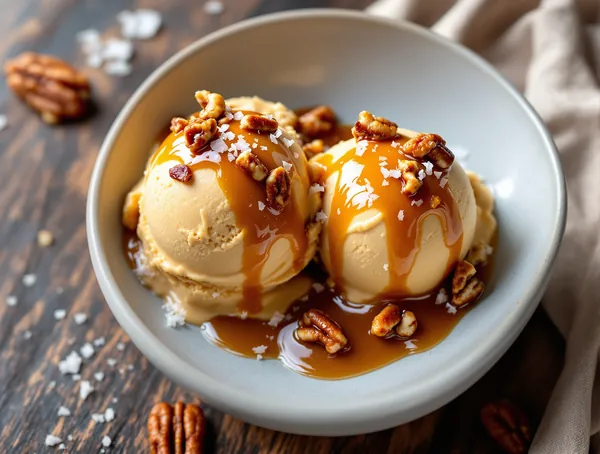 Înghețată de caramel sărat cu nuci pecan