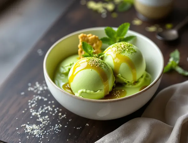 Înghețată de matcha cu lapte de ovăz