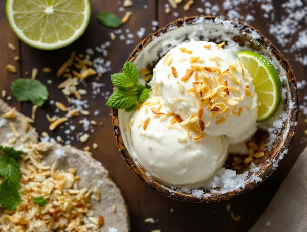Înghețată vegan de cocos și lime
